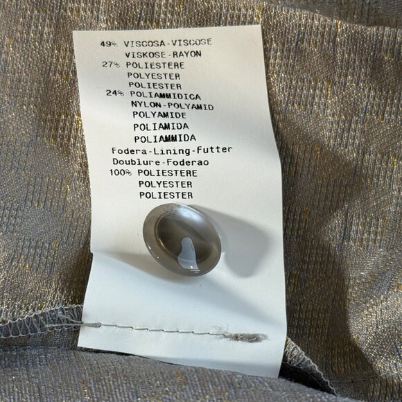 Armani Collezioni Womens Textured Gold Button-Up Blazer Size 8 3/4 Sleeves Italy - Picture 8 of 9